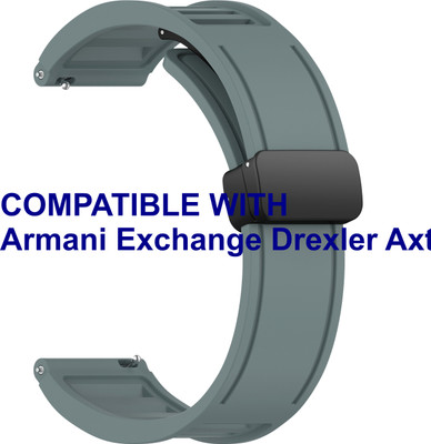 ACM WSM35W22CYG1025 Watch Strap Magnetic Clasp 22mm for Armani Exchange Drexler Axt2000 Smartwatch Cyan Grey Smart Watch Strap(Grey)