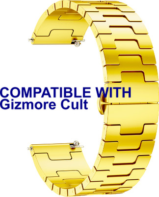 ACM Watch Strap Metal Steel 22mm for Gizmore Cult Smartwatch Gold M37 Smart Watch Strap(Gold)