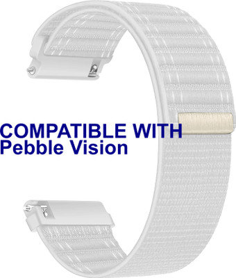 ACM WSM39A22WT3493 Watch Strap Nylon Soft 22mm for Pebble Vision Smartwatch Belt White Smart Watch Strap(White)