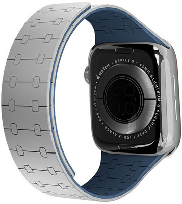 DailyObjects Grey Lightweight Velour Snap On Smartwatch Wrist Band/Straps | Compatible With Apple Watchbands (42/44/45/49mm) | High Strength Silicone With Water Resistant Material | Magnetic Closure | Adjustable Strap For Apple Ultra iWatch Series SE 9 8 7 6 5 4 3 2 1 Smart Watch Strap(Grey)