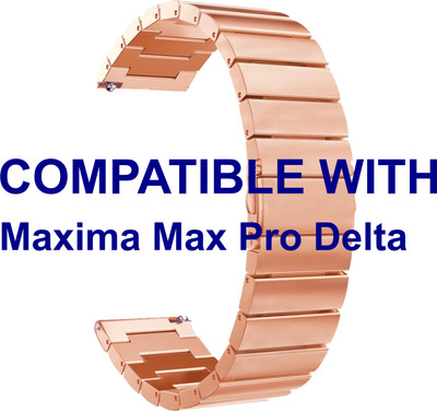 ACM WSM5F22RSG3913 Watch Strap Steel Metal Belt 22mm for Maxima Max Pro Delta Smartwatch Rose Gold Smart Watch Strap(Gold)