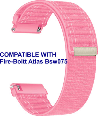 ACM WSM39A22PK3103 Watch Strap Nylon Soft 22mm for Fire-Boltt Atlas Bsw075 Smartwatch Belt Pink Smart Watch Strap(Pink)
