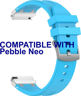 ACM Watch Strap Metal Hook Silicone for Pebble Neo Smartwatch Blue Smart Watch Strap(Blue)