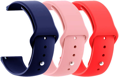 AOnes Pack of 3 Silicone Belt Watch Strap for Fastrack Limitless Xr1 Smart Watch Strap(Blue, Pink, Red)