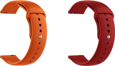 ACM Pack of 2 Watch Strap for Helix Timex Metalfit 2.0 Smartwatch (Orange/Red) Smart Watch Strap(Mullti Color)