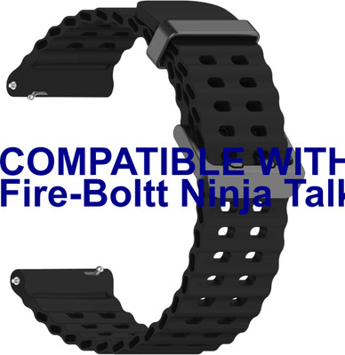 ACM Watch Strap Silicone Sports 22mm for Fire-Boltt Ninja Talk Bsw136 Smartwatch Belt Black Smart Watch Strap(Black)
