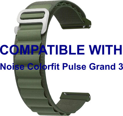 ACM WSM17E22GR5036 Watch Strap Nylon Hook Belt 22mm for Noise Colorfit Pulse Grand 3 Smartwatch Green Smart Watch Strap(Green)