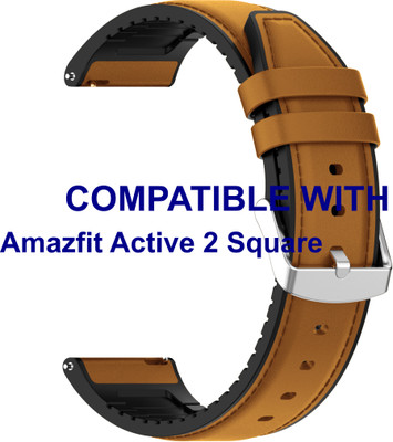 ACM WSM33U20GL3909 Watch Strap Leather Silicone Belt 20mm for |Amazfit Active 2 Square Smartwatch Gold Smart Watch Strap(Gold)