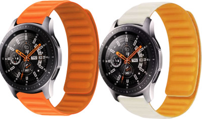 Upthrust Magnet Ease Citrus Burst & White Ivory 20mm (Pack of 2) Smart Watch Strap(Orange, White)