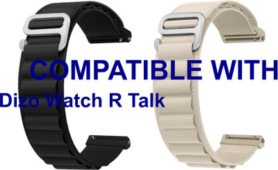 ACM WSM17E22BKWT2825 Pack of 2 Watch Strap Nylon Hook 22mm for Dizo Watch R Talk Smartwatch (Black/White) Smart Watch Strap(Mullti Color)