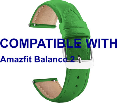 ACM WSM14B22GR3916 Watch Strap Leather Belt 22mm for Amazfit Balance 2 Smartwatch Green Smart Watch Strap(Green)