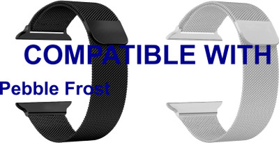 ACM WSM4M40BKSL1220N1 Pack of 2 Sliding 44mm 49mm Watch Strap Magnetic for |Pebble| Frost Smartwatch Black/Silver Smart Watch Strap(Mullti Color)
