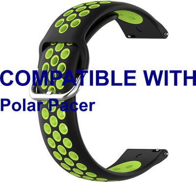 ACM WSM12C20BKG3901 Watch Strap Belt 20mm for |Polar Pacer Smartwatch Black & Green Smart Watch Strap(Mullti Color)