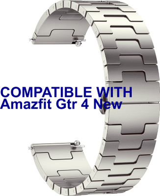 ACM Watch Strap Metal Steel for Amazfit Gtr 4 New Smartwatch Titanium Smart Watch Strap(Grey)
