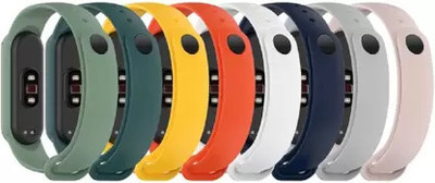 Asotai Adjustable Xiaomi Mi Band 5 &Mi Band 6 Watch Strap Silicone Set of 8(Only strap) Smart Band Strap(Mullti Color)