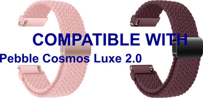 ACM WSM26N22PKPU3093 Pack of 2 Watch Strap Woven Braided Magnetic 22mm for Pebble Cosmos Luxe 2.0 Smartwatch (Pink/Purple) Smart Watch Strap(Mullti Color)