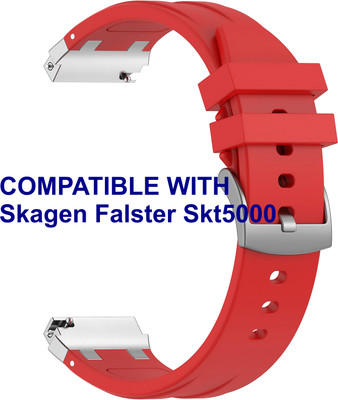 ACM WSM36X20RD1210 Watch Strap Metal Hook Silicone 20mm for Skagen Falster Skt5000 Smartwatch Red Smart Watch Strap(Red)