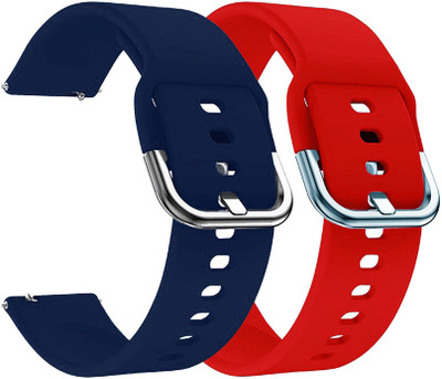 AOnes Pack of 2 Silicone Belt Watch Strap with Metal Buckle Compatible for Nervfit Myclnq Pulse Watch Band Smart Watch Strap(Blue, Red)