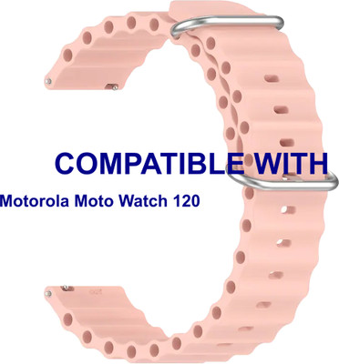 ACM WSM18F22CR3896 Watch Strap Silicone Smart Belt 22mm for New Motorola| Moto Watch 120 Smartwatch Creame Smart Watch Strap(Pink)
