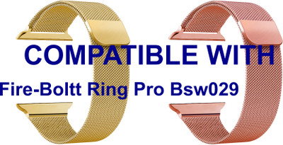 ACM WSM4M40GLRSG1123N1 Pack of 2 Sliding 44mm 49mm Watch Strap Magnetic for |Fire-Boltt Ring Pro Bsw029 Smartwatch Champagne Gold/Rose Gold Pink Smart Watch Strap(Mullti Color)