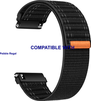 ACM WSM39A22BK3899 Watch Strap Nylon Soft Belt 22mm for |Pebble| Regal Smartwatch Black Smart Watch Strap(Black)
