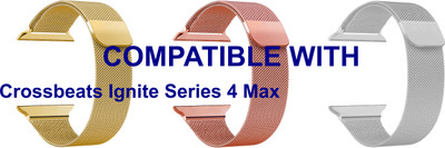 ACM WSM4M40GLRSGSL1190N1 Pack of 3 Sliding 44mm 49mm Watch Strap Magnetic for Crossbeats Ignite Series 4 Max Smartwatch Champagne Gold/Rose Gold Pink/Silver Smart Watch Strap(Mullti Color)