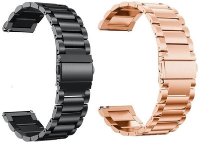 KHR 22MM Heavy Metal Chain Strap with Secure Lock Techonology Black Copper Gold Smart Watch Strap(Black, Gold)