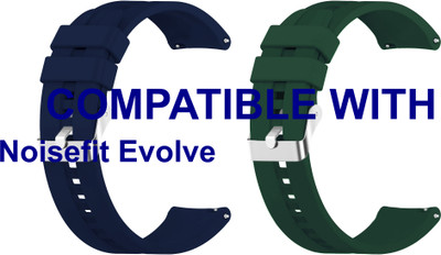 ACM WSM15C22DBLGR1327 Pack of 2 Watch Strap Silicone Hook 22mm for Noisefit Evolve Smartwatch (Dark Blue/Green) Smart Watch Strap(Mullti Color)