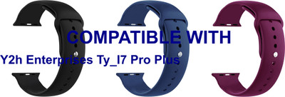 ACM WSM2P40BKDBLPU1173N1 Pack of 3 Sliding 44mm 49mm Watch Strap Silicone Belt for |Y2h Enterprises Ty_I7 Pro Plus Smartwatch Black/Dark Blue/Burgundy Purple Smart Watch Strap(Mullti Color)