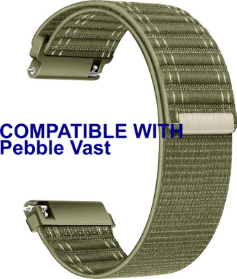 ACM WSM39A22KH3492 Watch Strap Nylon Soft 22mm for Pebble Vast Smartwatch Belt Khakhi Smart Watch Strap(Green)