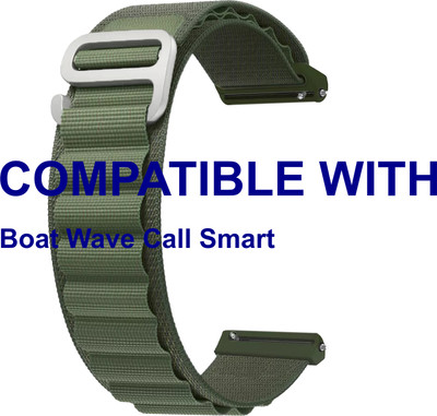 ACM WSM17E22GR3890 Watch Strap Nylon Hook Belt 22mm for New Boat Wave Call Smart Smartwatch Green Smart Watch Strap(Green)