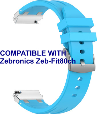 ACM WSM36X20BL2356 Watch Strap Metal Hook Silicone 20mm for Zebronics Zeb-Fit80ch Smartwatch Blue Smart Watch Strap(Blue)