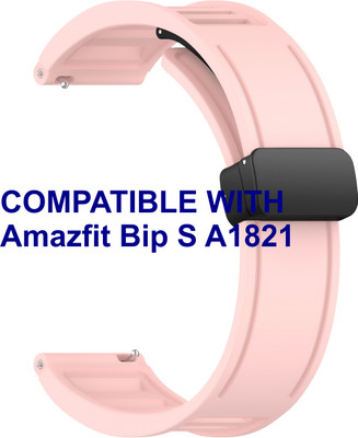 ACM WSM35W20CPK1301 Watch Strap Magnetic Clasp 20mm for Amazfit Bip S A1821 Smartwatch Creame Pink Smart Watch Strap(Pink)