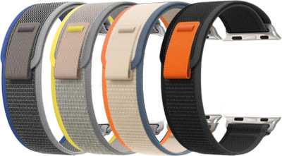 DARKFIT-Trail-Loop-Bands-Straps-Compatible-with-Watch-49mm-45mm-44mm-42mm-Adjustable-Velcro-Premium-Strap-for-iWatch-Ultra-Ultra-2-Series-SE-8-7-6-5-4-3-2-1-Only-4-Pcs-Trail-Loop-Strap-Watch-NOT-Included-Smart-Watch-Strap-Black-Yellow-Blue-Orange
