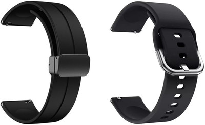 AOnes Pack of 2 Watch Strap Silicone Belt for Boult Cosmic R Smart Watch Strap(Black)