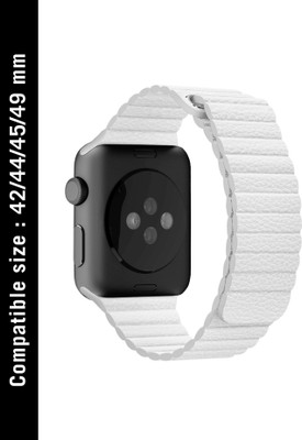 DailyObjects White Leather Loop Apple WatchBand (42/44/45/49mm) Smart Watch Strap(White)
