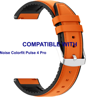 ACM WSM33U22OR3871 Watch Strap Leather Silicone 22mm for Noise Colorfit Pulse 4 Pro Smartwatch Orange Smart Watch Strap(Orange)