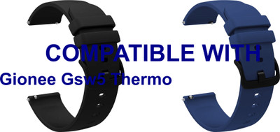 ACM WSM25M20BKDBL1319 Pack of 2 Watch Strap Silicone Hook 20mm for Gionee Gsw5 Thermo Smartwatch (Black/Dark Blue) Smart Watch Strap(Mullti Color)