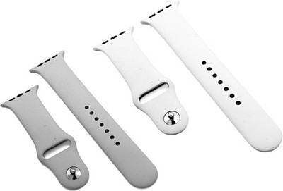 Firetook Plain Strap Silicon Bands/Straps Compatible with Watch T55/T550 W26, 49mm 45mm 44mm 42mm Men & Women, Adjustable Strap with Metal G-Hook Premium Strap for iWatch Ultra Series SE 8 7 6 5 4 3 2 1 Smart Watch Strap Smart Watch Strap(Grey, White)