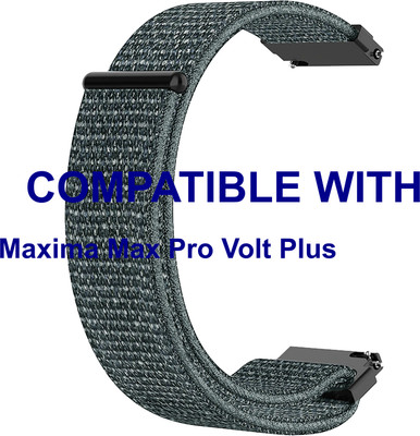 ACM WSM3V22GY3855 Watch Strap Nylon Loop 22mm for Maxima Max Pro Volt Plus Smartwatch Grey Smart Watch Strap(Grey)