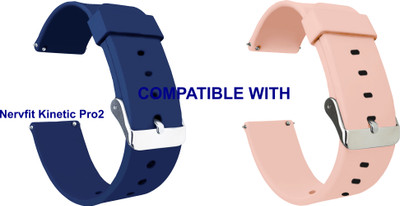 ACM WSM7A22BLCP3931 Pack of 2 Watch Strap Silicone Belt 22mm for Nervfit Kinetic Pro2 Smartwatch (Blue/Creame Pink) Smart Watch Strap(Mullti Color)