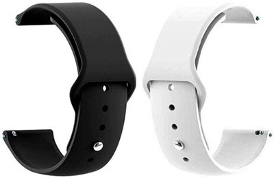 BLACK LOVIES 22 mm Silicon Smartwatch Strap Compatible With PACE Smart Watch Strap(Black, White)