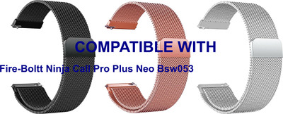 ACM WSM4M20BKRSGSL3858 Pack of 3 Watch Strap Magnetic 20mm for |Fire-Boltt Ninja Call Pro Plus Neo Bsw053 Smartwatch (Black/Rose Gold/Silver) Smart Watch Strap(Mullti Color)