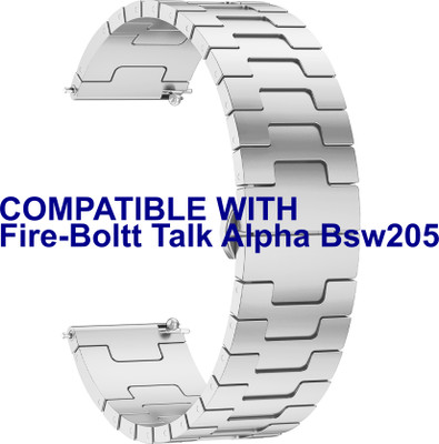 ACM WSM37Y22SL3463 Watch Strap Metal Steel 22mm for Fire-Boltt Talk Alpha Bsw205 Smartwatch Belt Silver Smart Watch Strap(Silver)