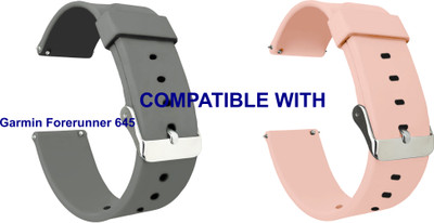 ACM WSM7A20GYCP1073 Pack of 2 Watch Strap Silicone 20mm for Garmin Forerunner 645 Smartwatch (Grey/Creame Pink) Smart Watch Strap(Mullti Color)