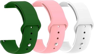 PUNAK 22MM Silicon Smart Watch Strap PACK OF 3 Smart Watch Strap(Green, Pink, White)