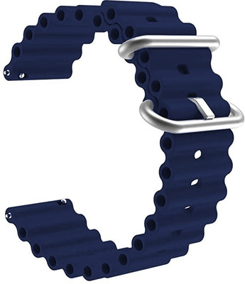 BLACK LOVIES 20MM SOFT SILICON OCEAN SPORT LOOP BELT Smart Watch Strap(Blue)