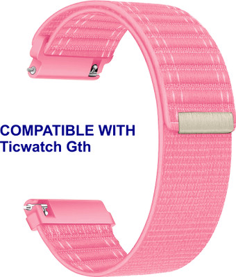 ACM WSM39A20PK1513 Watch Strap Nylon Soft 20mm for Ticwatch Gth Smartwatch Pink Smart Watch Strap(Pink)