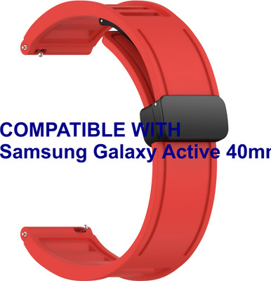 ACM WSM35W20RD1181 Watch Strap Magnetic Clasp 20mm for Samsung Galaxy Active 40mm Smartwatch Red Smart Watch Strap(Red)