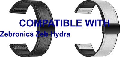 ACM WSM28P22BKWT3784 Pack of 2 Watch Strap Leather Magnetic Silicone 22mm for Zebronics Zeb Hydra Smartwatch (Black/White) Smart Watch Strap(Mullti Color)